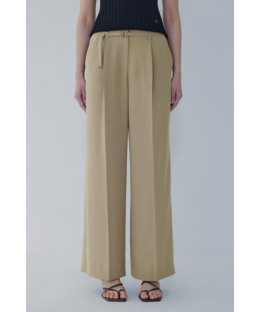 Bobeu Belted One-Tuck Wide Pants_Khaki 7156230006