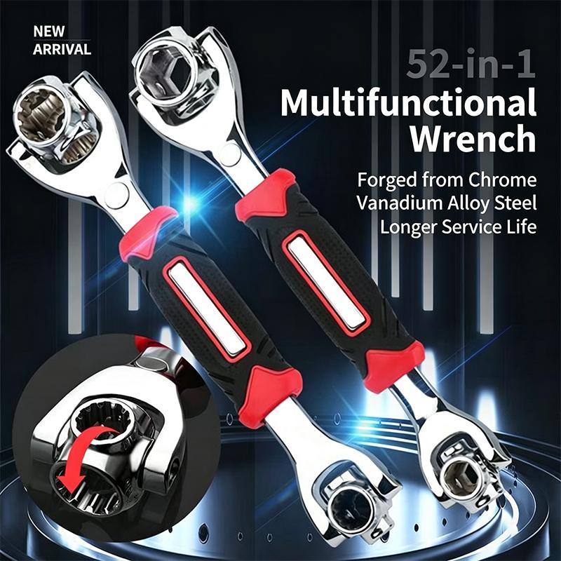 52 In 1 Multi-Functional Socket Works Universal Ratchet Wrench 360 Degree Multipurpose Non-Slip Handle Manual Tool