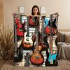 Electric Guitar Collection Blanket - Soft Flannel Music Lover Sofa Throw Blanket