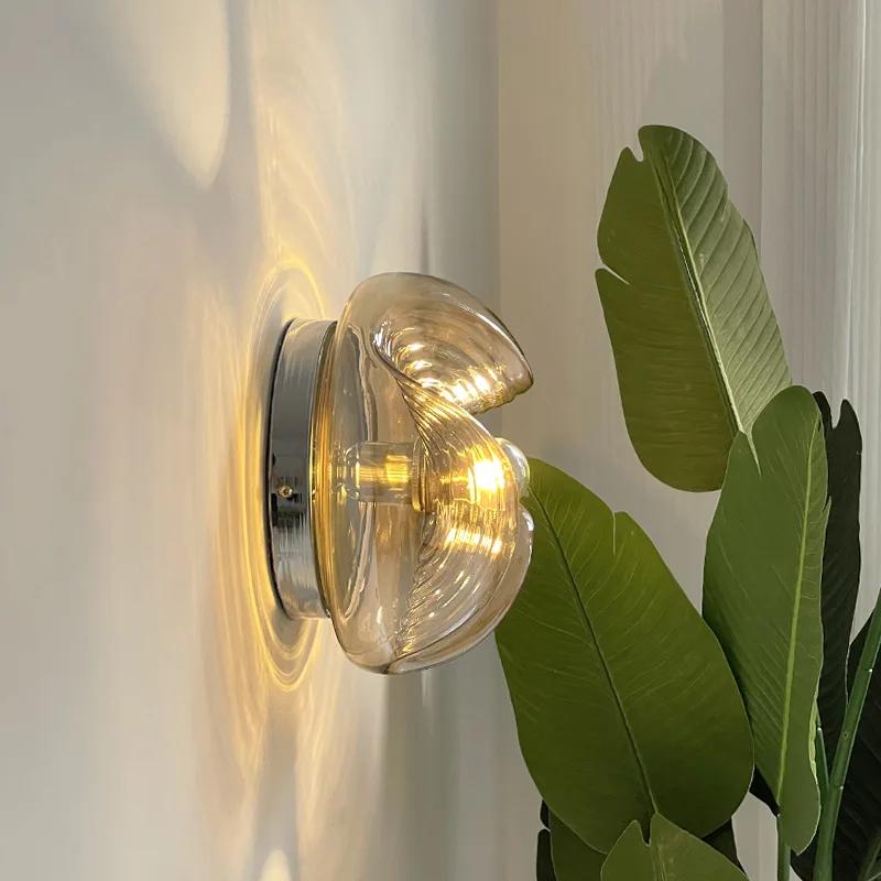 German Designer Stained Glass Restaurant Wall Light Nordic Minimalism Home Decoration Bedside Study Aisle Balcony LED Wall Lamp