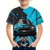 Fashion Racing Car Pattern 3d Print Boys Creative T Shirt Casual Lightweight Short Sleeve Crew Neck Tee Tops Kids Clothes Summer