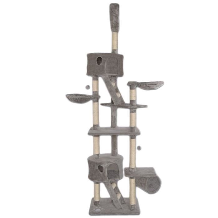 Arbre à Chat - Dibea - KB00407 - Griffoir/Centre d'Activités - Gris Clair - 240-260 cm