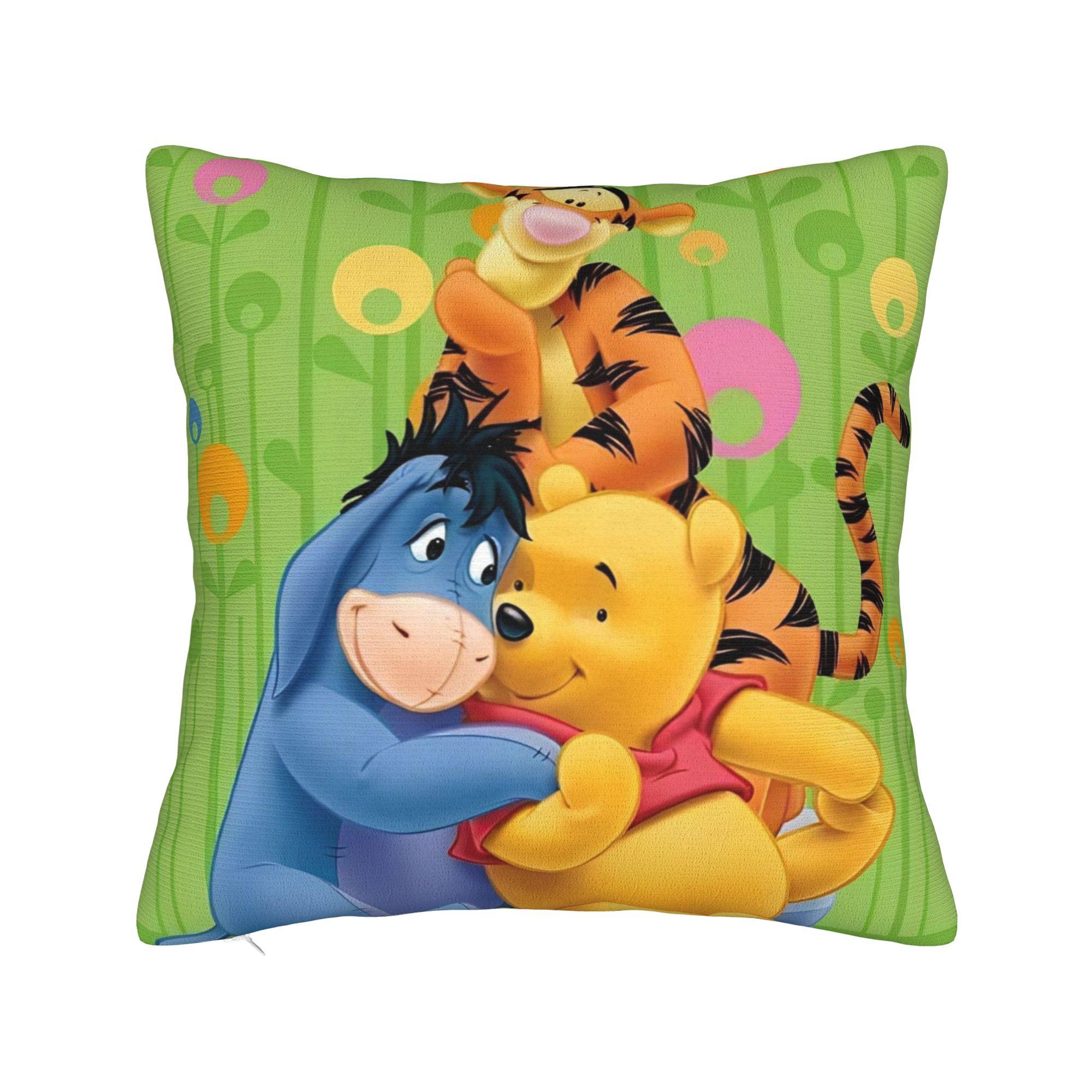 

Pooh and Friends Square Pillow Case Winnie The Pooh Cushion Cover Awesome Zippered Decorative Pillowcase for Sofa 18 30cmx30cm