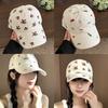 Classic Cotton Baseball Cap With Adjustable Strap And Floral Embroidery For Women