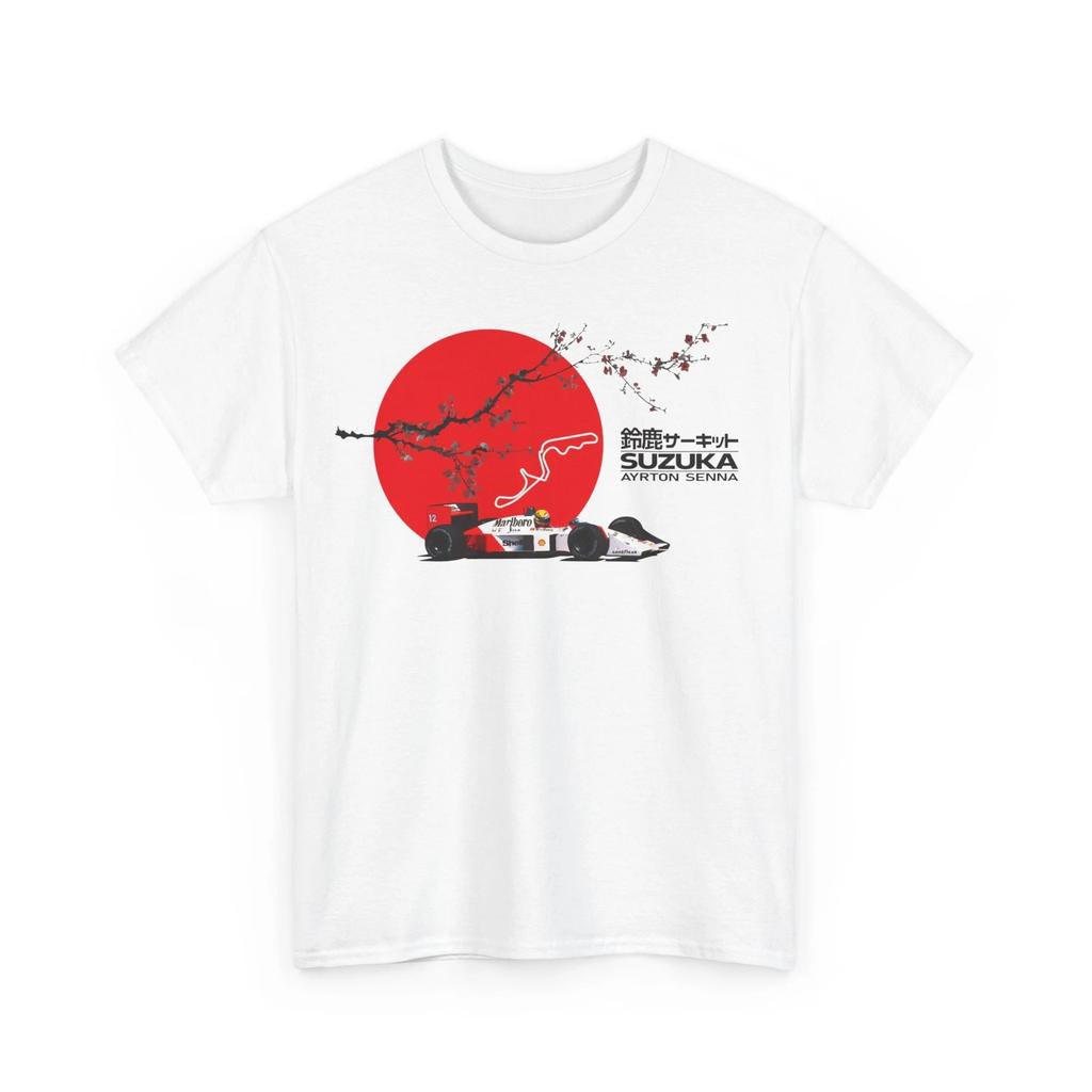 Ayrton Senna Suzuka T-Shirt - Japan GP Rising Sun & Sakura Tee - Formula Gift