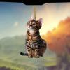 3pcs 2D Flat Cat Acrylic Pendant Hanging Ornament Realistic Animal Rearview Mirror Hangings Car Interior Decor Home Party Gifts