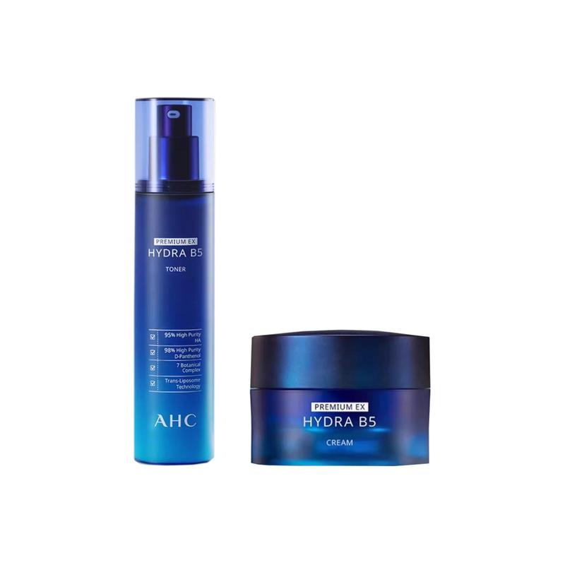 AHC Hydra B5 2Pcs Skincare Set,120ml Toner+50ml Moisturizing Cream,Soothing Hyaluronic Facial Kit