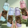 1PC Tabby Cat Sleeping Tight 750ml Color Plastic Sports Water Bottle Leakproof Flip Straw Lid Suitable for Sports Office Home Use