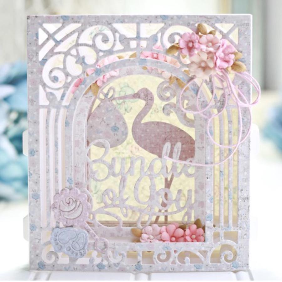 2024 3D Christmas Scene Frame Cutting Dies, 2-Piece Metal Set for DIY Scrapbooking