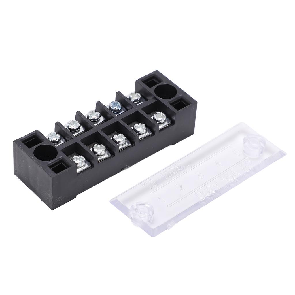 TB‑1505L Terminal Block 5 Positions 600V 15A Dual Row Screw Terminals Strip for Distribution Boxes D