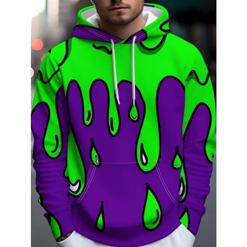 Men's Trendy Street Hooded Sweatshirt with Printed Design, Featuring a Hood Strap. Suitable for Daily Outings and Casual Gatherings.
