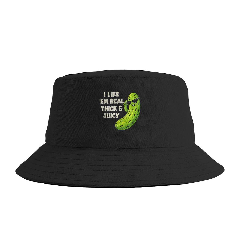 I Like Em Real Thick And Juicy Funny Strawberry Bucket Hat Summer Casual FisherUnisex Hats For Couple Breathable Fishing Caps