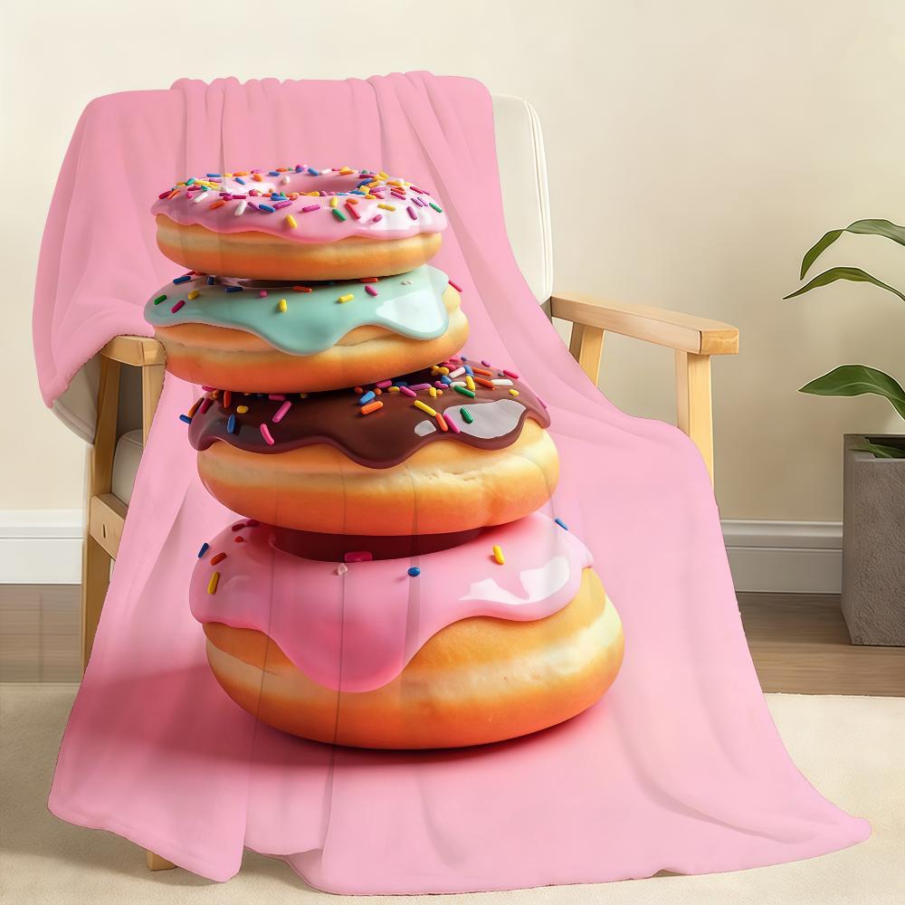 P-Pink Donut Blanket Soft Throw Blanket for Home Bedroom Bed Sofa Picnic Travel Office Rest Cover Blanket Gift