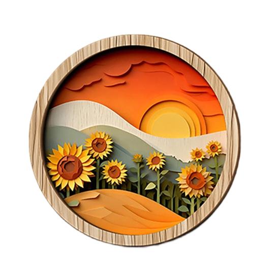 Quadri Decorativi da Parete in Legno, Arte Decorativa Stile Intaglio su Carta 3D per Camera da Letto Soggiorno Ufficio, Appendi Parete Impermeabile con Texture Stratificata per Casa