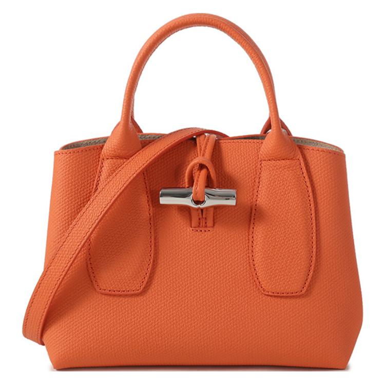 

Longchamp Le Roseau Bamboo Buckle Detachable Shoulder Strap Leather Handheld Shoulder Crossbody Bag Small Women Bags Orange 10095HPN017 Basic Set (Bag+Dust Bag)