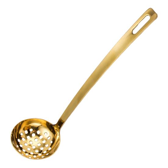 Stainless Steel Soup Ladle with Long Handle And Strainer 2-in-1 Kitchen Spoon for Serving And Filtering Easy To Store Hanging Hole Cooking Tools