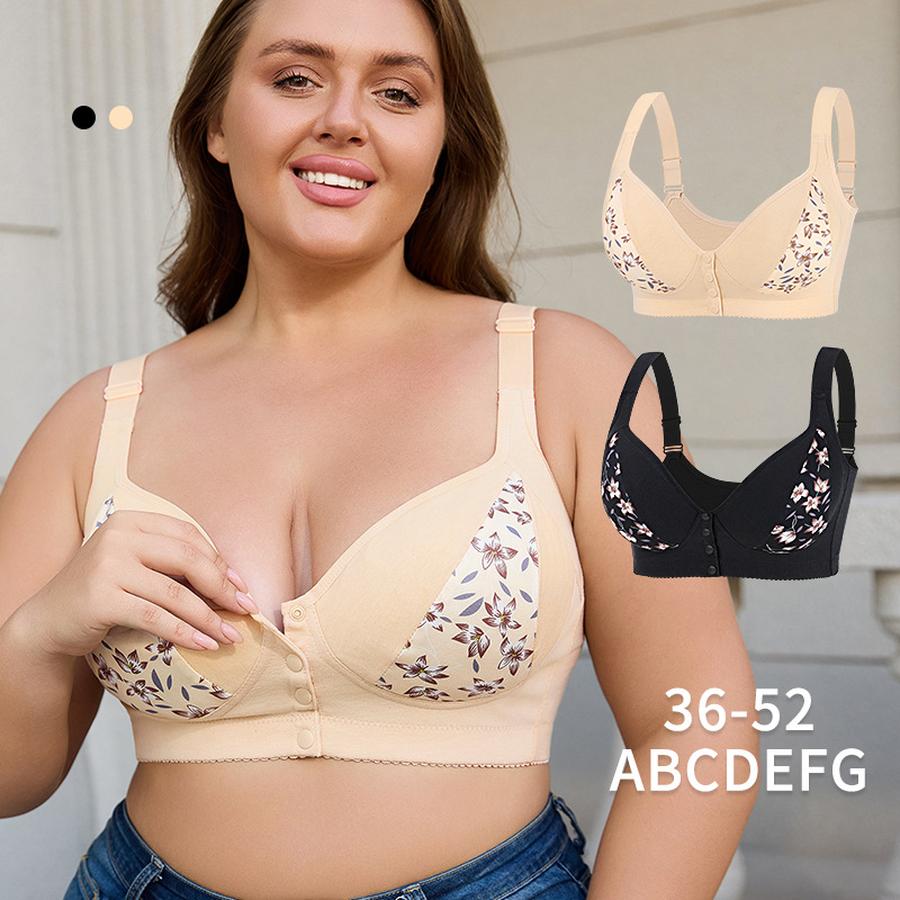 A-G Cup 36-52 Extra Large Size Bra - Seamless Design with Printed Closure
