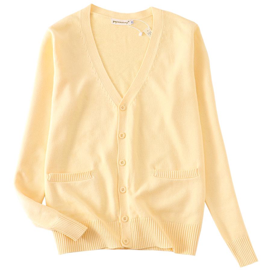 Japanese V-Neck Long Sleeve JK Uniform Cardigan - 7-Needle Thickened Sweater for Spring/Autumn