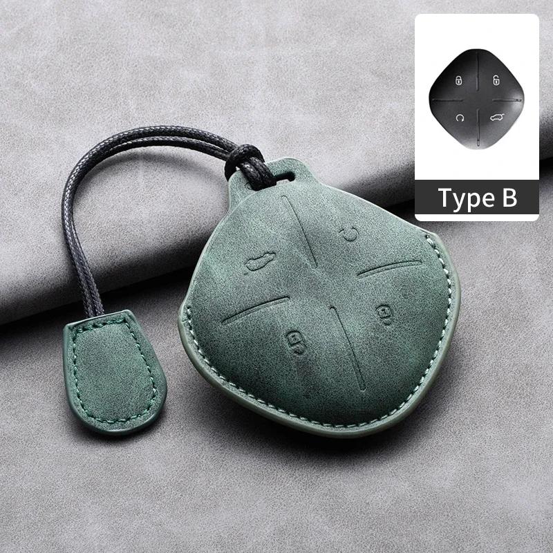 Étui de Protection en Cuir pour Clé de Voiture à 4 Boutons pour Chery Jetour Traveller 2024 2023 Coque de Clé Auto Porte-Clés