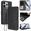 For iPhone 16 Pro Max Wallet Case with Wrist Strap Love Cat Pattern Imprint Leather Phone Cover