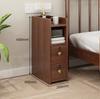 Solid Wood Locking Nightstand, Compact Slim Bedside Cabinet, Modern Minimalist Storage Organizer, Narrow Gap Bedroom Furniture