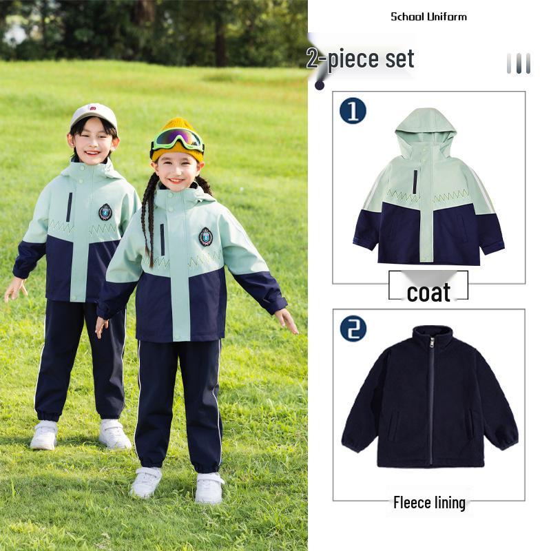 Set Uniforme Sportiva Autunnale per la Prima Elementare: Giacca a vento invernale e completo a tre pezzi per la scuola materna