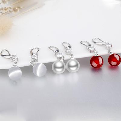Boucles d'oreilles à pampilles imitation pierre œil-de-chat pour femmes, bijoux tendance, boucles d'oreilles courtes en perles, bijoux anti-allergiques