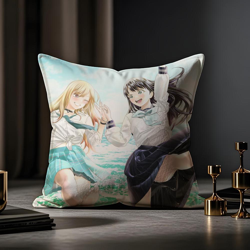 Tomorrowsauce's Sailor Suit Cushion Cover Anti-dustmite Pillowcase Invisible Zipper Silky Short Plush Sofa Cushion Cover