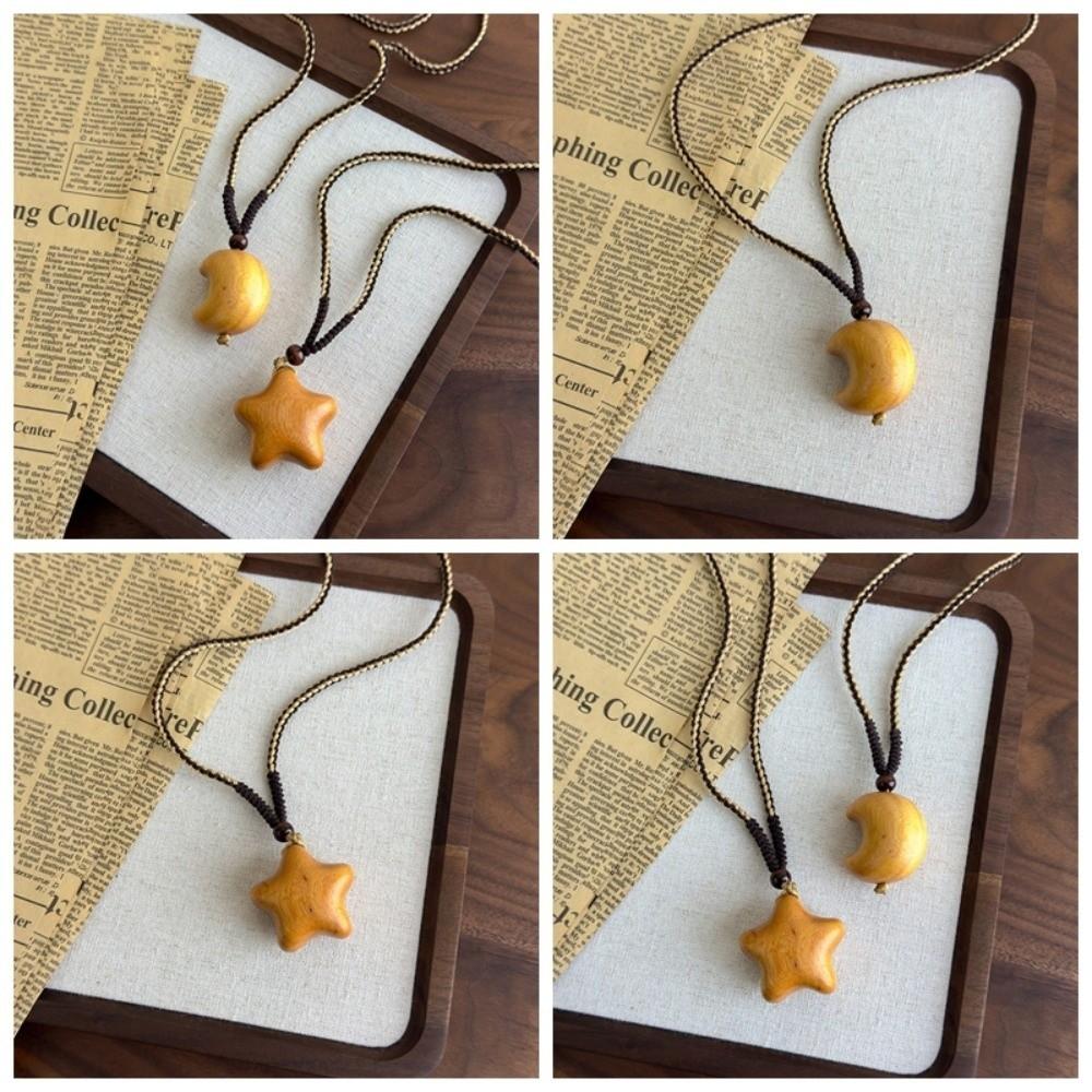 Bohemian Style Wood Clavicle Chain Y2K Accessories Couple Friends Choker  Holiday