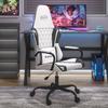 Gaming Chair In White and Black Artificial Leather