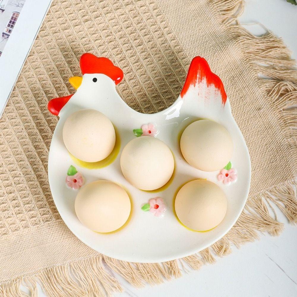 Ceramic Egg Tray Chick Design Egg Storage Compartments Reusable Egg Cup  Easter