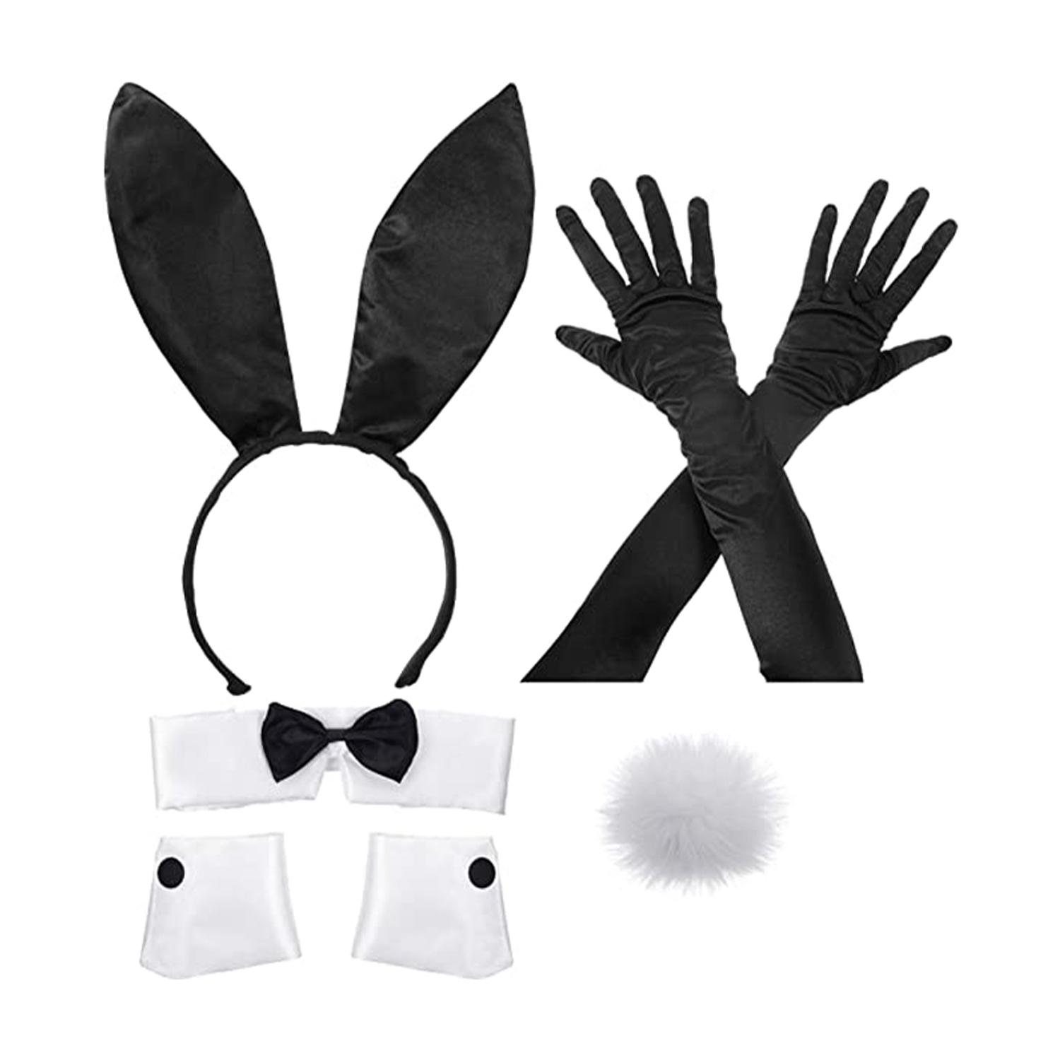 PESENAR Women s Bunny Costume Set, Bunny Rabbit Ear Headband Collar Bow Tie Costume Cuffs for Women Easter Party