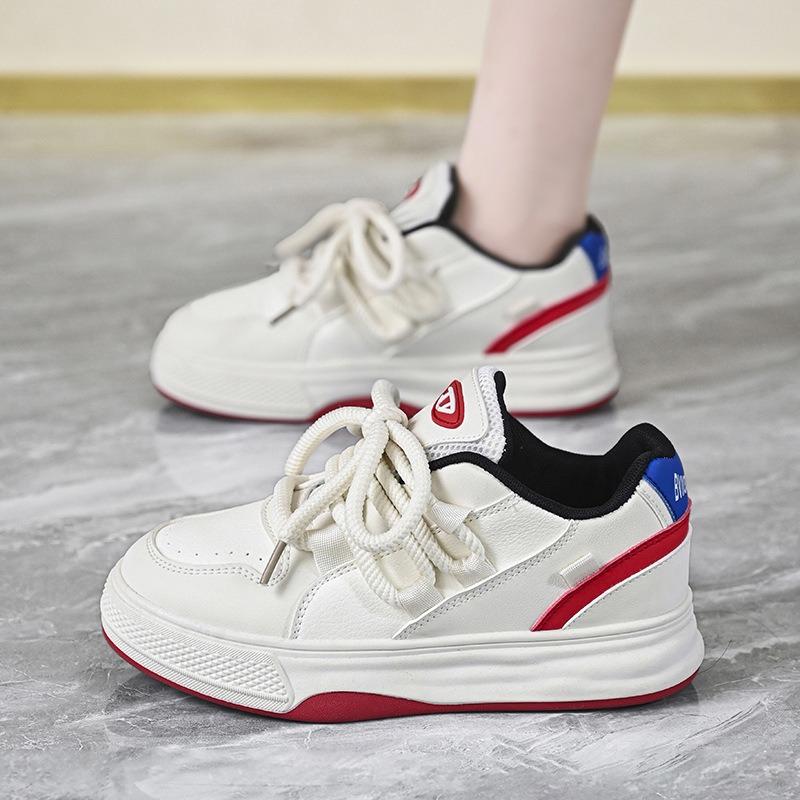 Platform White Shoes Women's New Heightening Versatile Casual Board Shoes Niche Retro Contrasting Sports Dad Trendy Shoes