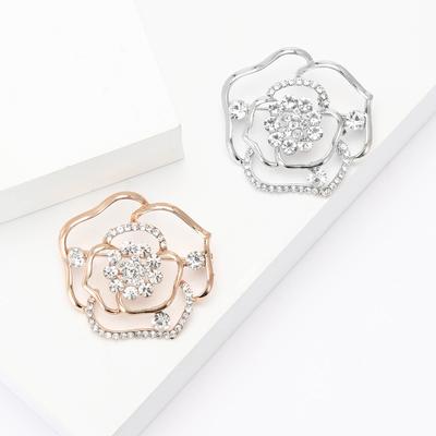 Hollow Alloy Rhinestone Rose Brooch Fashion Temperament Women'S Clothing Brooch Ornament Pin