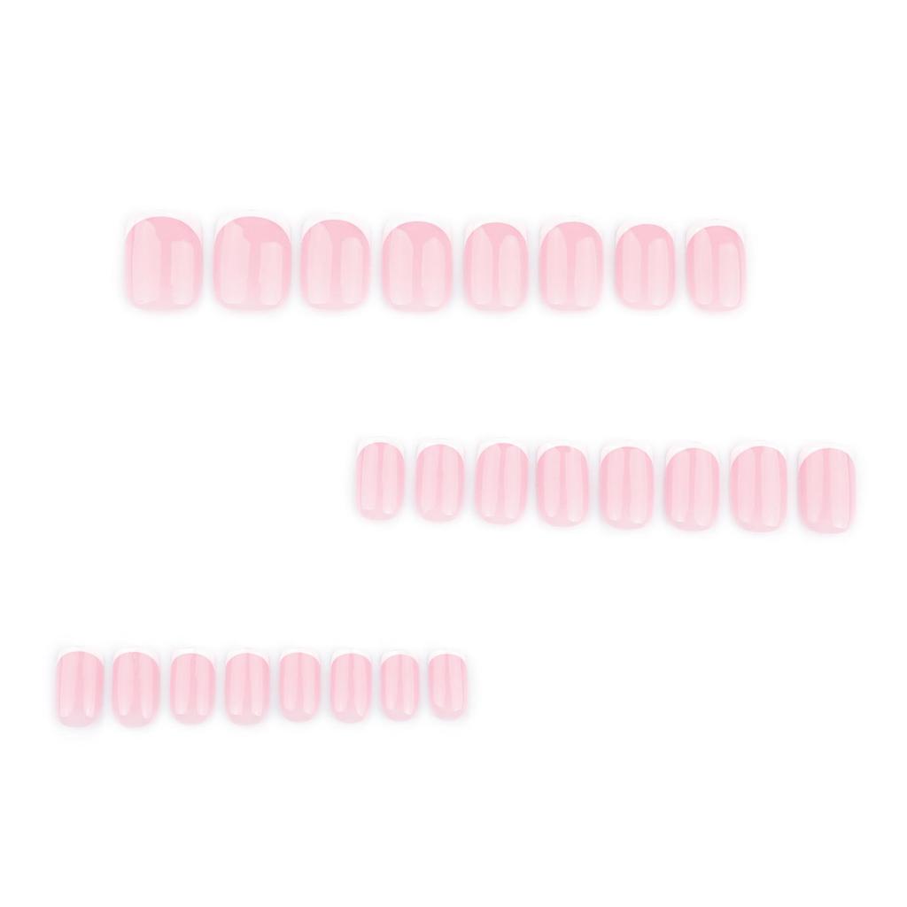 Klassieke korte vierkante roze French Tip Press-On nagels