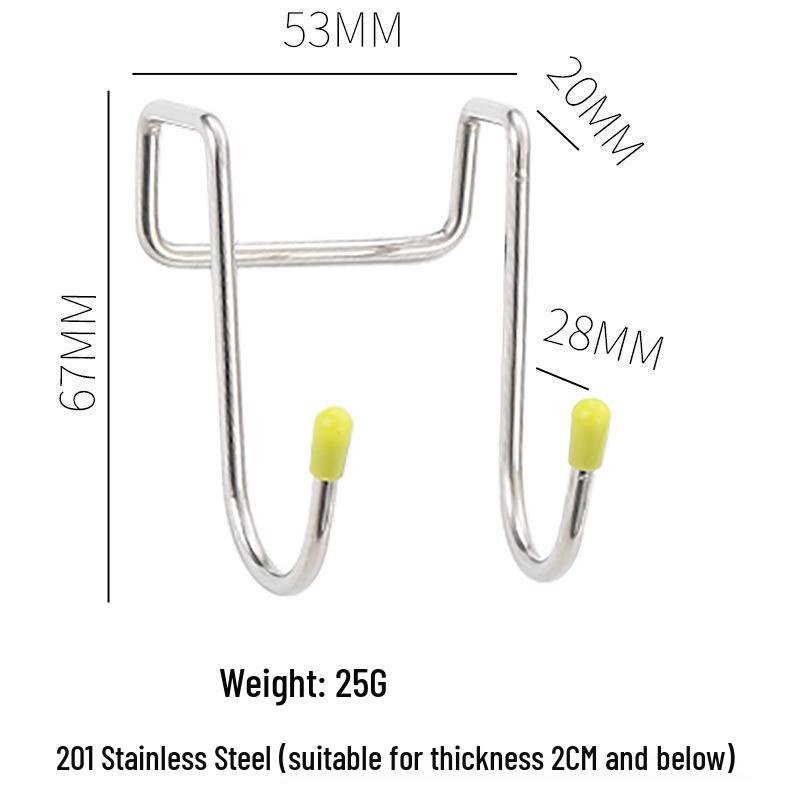 No-Drill Seamless S-Shaped Hook for Cabinet and Bathroom Doors - 304 Stainless Steel Double Clothes Hook