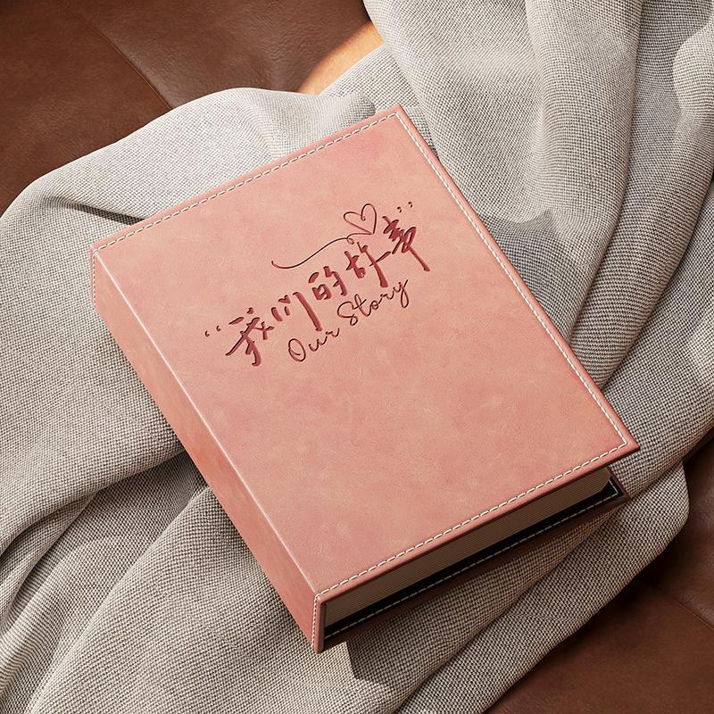 6-Inch Leather Slip-In Photo Album, Holds 5-Inch Photos, Commemorative Baby and Family Album, Large Capacity