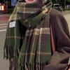 Women's Winter Christmas Plaid Scarf - Korean Fashion, Thick Warm Imitation Cashmere Shawl with Tassels