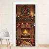 Christmas Old Man Door Banner Hanging Door Cover Banner Snowman Photography Background Indoor And Outdoor Porch Decoration