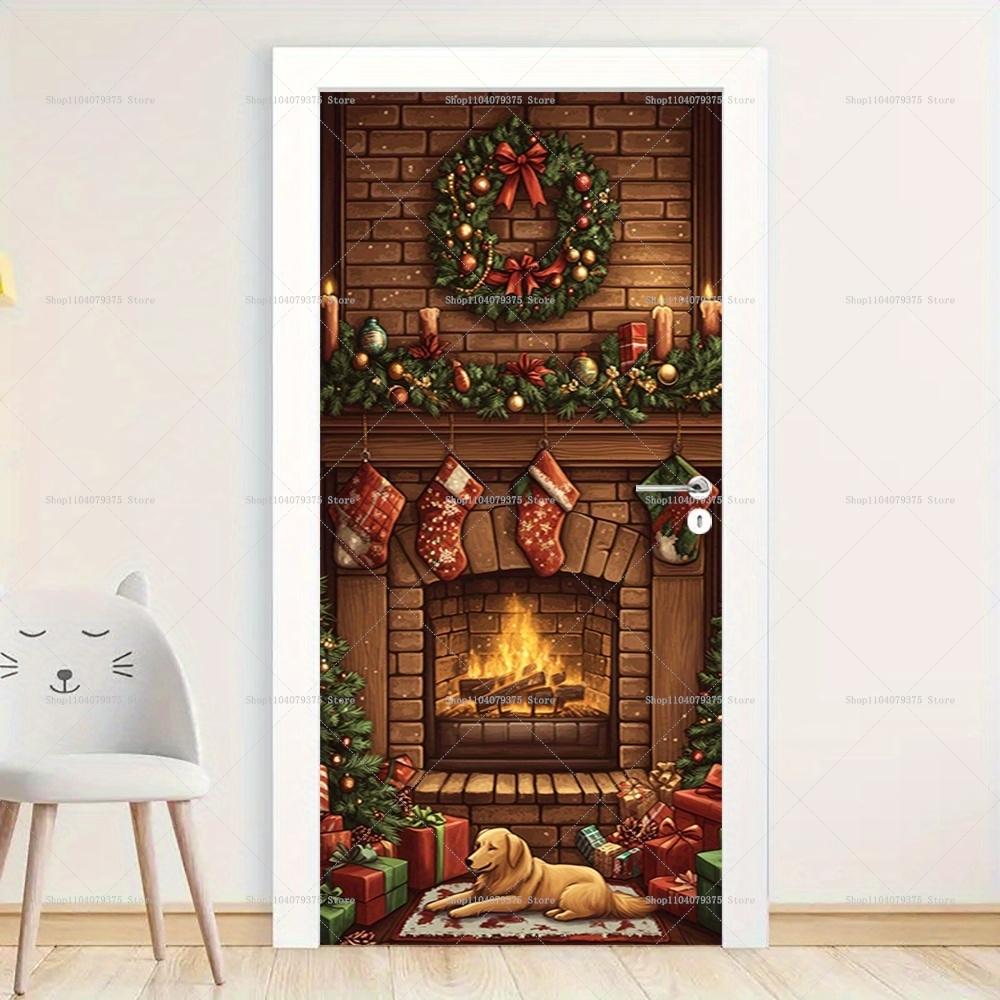 Christmas Old Man Door Banner Hanging Door Cover Banner Snowman Photography Background Indoor And Outdoor Porch Decoration
