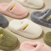Fashion Thick Bottom Faux Fur Slippers Women New Indoor Plush Winter Couple Slides Woman Closed Toe Warm Non-Slip Cotton Padded Shoes