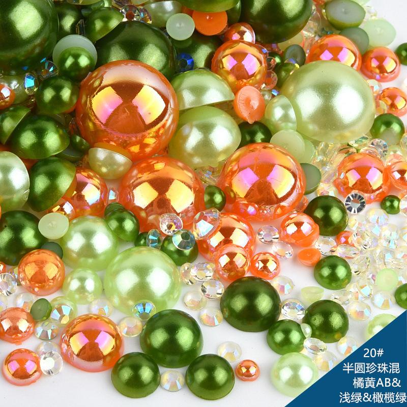 Mixed Abs Semicircular Pearl Resin Flat Bottom Diamond Set Imitation Pearl Mixed Size Diy Jewelry Accessories