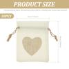 50Pcs Drawstring Jute Bags Reusable Linen Small Present Bags with Heart Pattern Versatile Empty Sachet Pouch for Presents