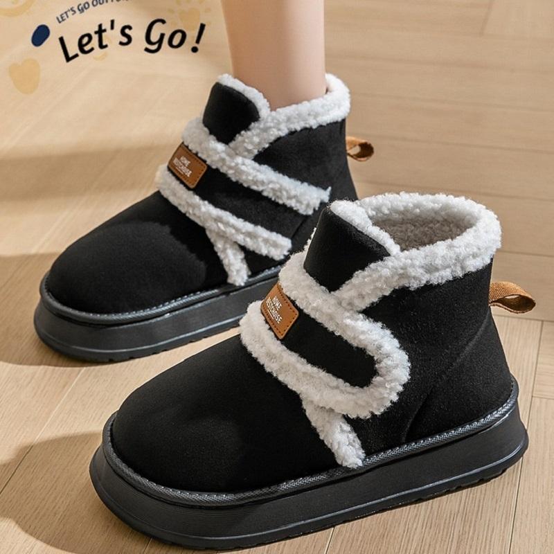 Snow Boots Women's New Winter Plush Anti Slip Warm Cotton Shoes Outdoor Fashion Thick Sole Height Increasing Snow Boots