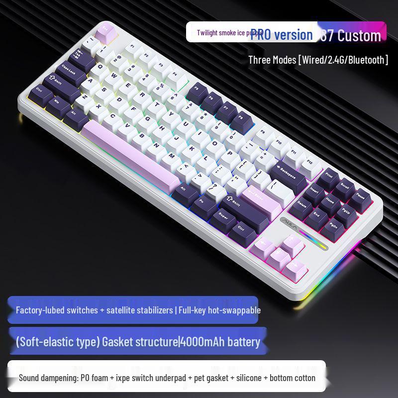 Tarantula F87 RGB Mechanical Keyboard: Hot-swappable, Gasket Structure, Tri-Mode Wireless Bluetooth for Gaming.