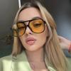 Vintage Oversized Sunglasses Women Brand Designer Fashion Gradient Sun Glasses Black Orange Big Frame Retro