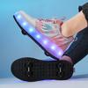 New runaway shoes, boys, students, pulley shoes, skates, USB charging luminous shoes, girls' double wheels