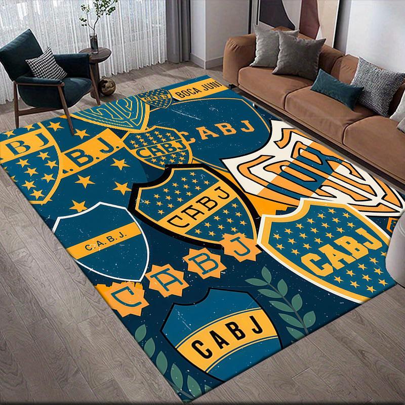 Club Atletico Boca Juniors Flannel Pattern Square Carpet,Area Rug,Carpet Rug for Living Room Bedroom Sofa Playroom Decor,Non-slip Floor Mat