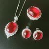 Jewelry Ice Seed Fluorescent Corundum Pendant Ring Stud Earrings Geometric Bare Body Jade Pendant Set