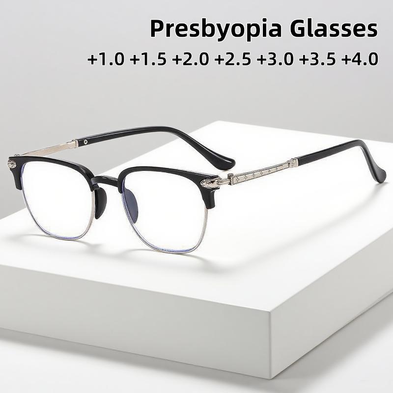 New Metal Ultra Light Anti Blue Light Presbyopia Glasses Fashionable Eyebrow Frame Comfortable High-definition Glasses